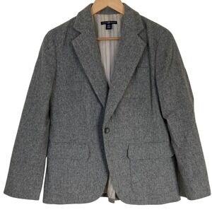 Gap Womens‎ Wool Blend One Button Gray Blazer Size 12P Classic Staple Career